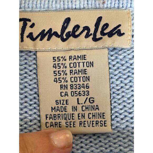 Timber Lea snowman sweater, blue/white, vintage, winter, holiday, whimsical - Picture 7 of 7